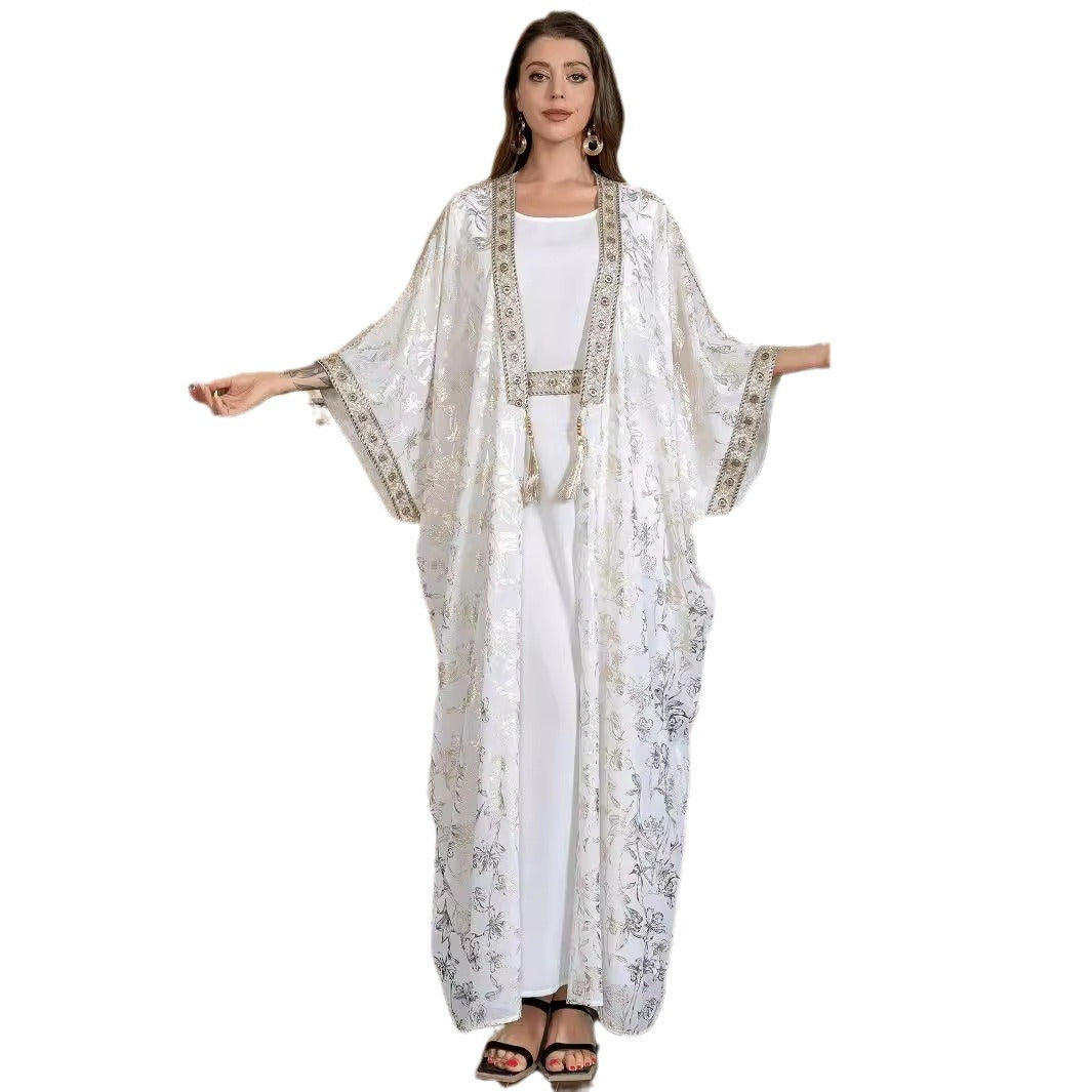 Muslim Women's One-piece Dress Bronzing Robe Abaya