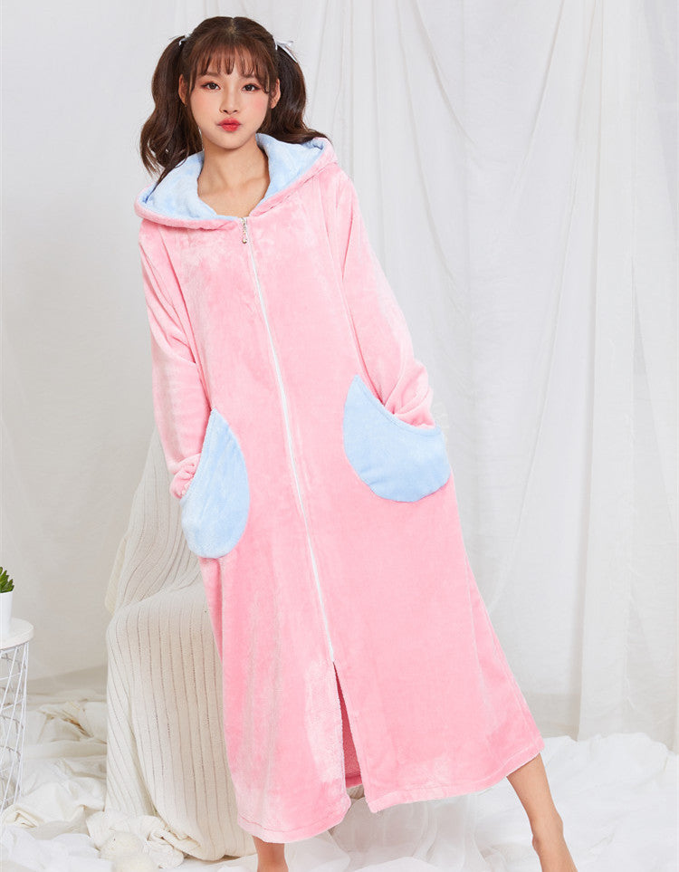 Long Zipper Pajamas Nightdress Home Wear