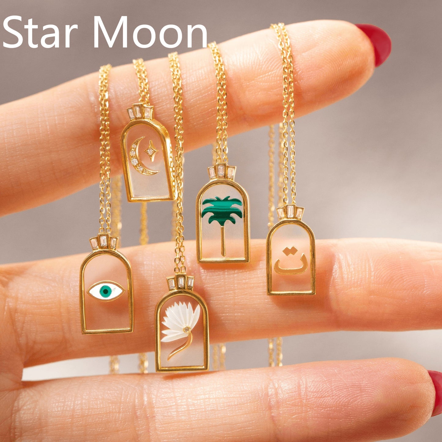 Glass Printing Coconut Eyes Sun Moon Flower Pendant