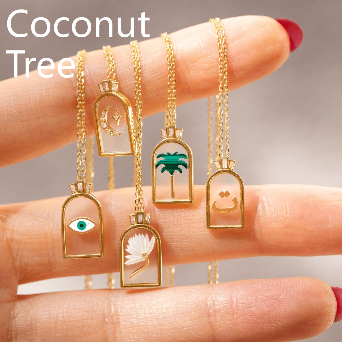 Glass Printing Coconut Eyes Sun Moon Flower Pendant