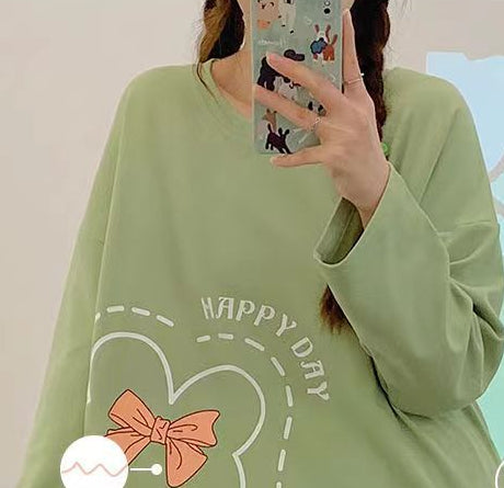Home Wear Women's Plus Size Cartoon Loose Outfit Outer Wear