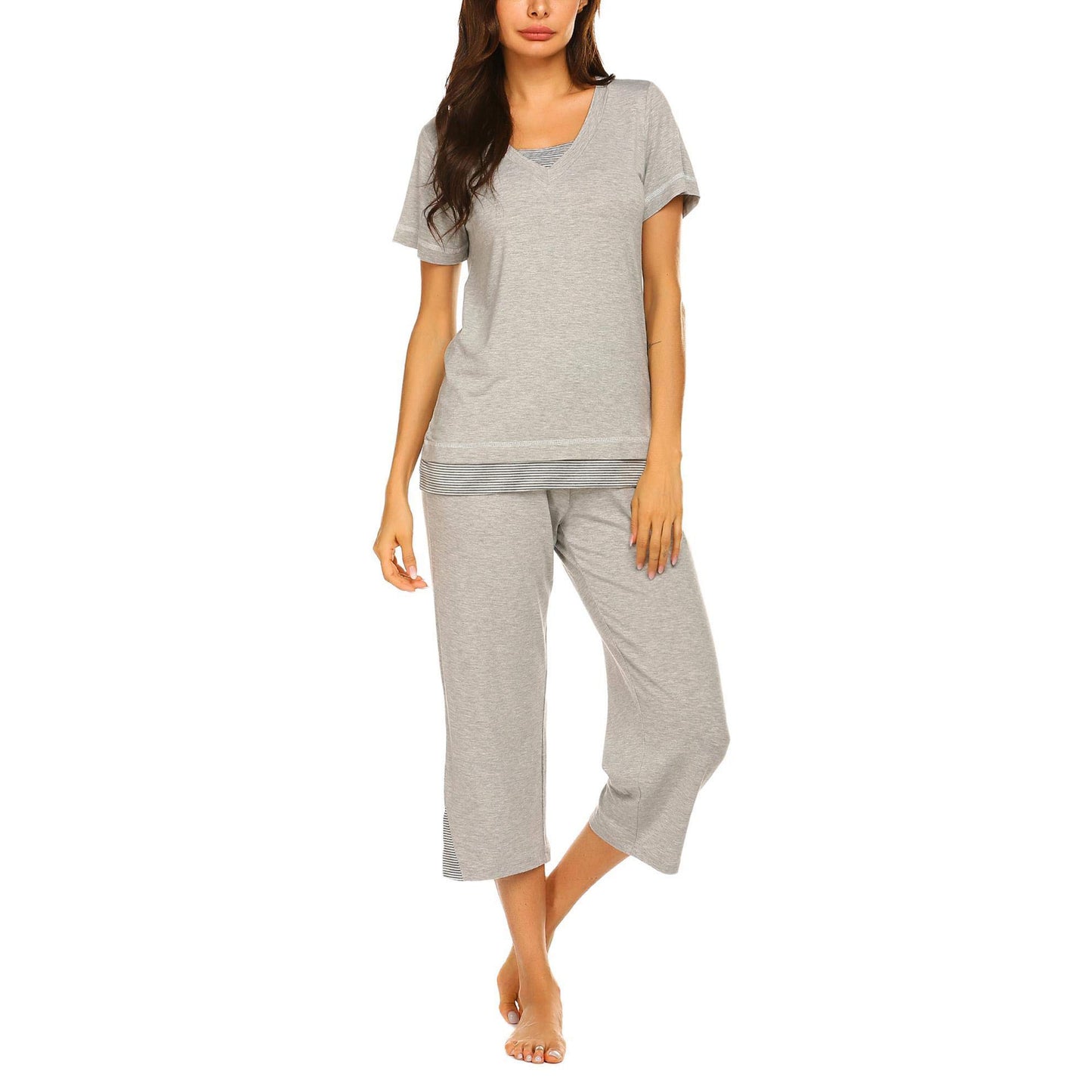 Home Wear Suit Color Contrast Patchwork Home Pajamas
