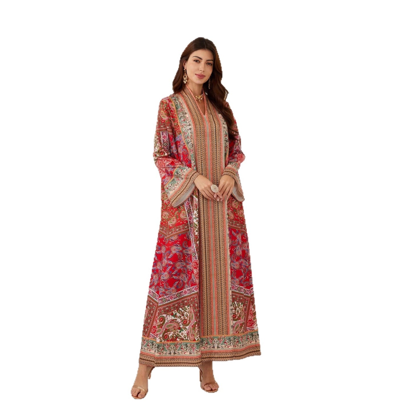 Dubai Abaya Muslim Womens Printed Pullover Dress